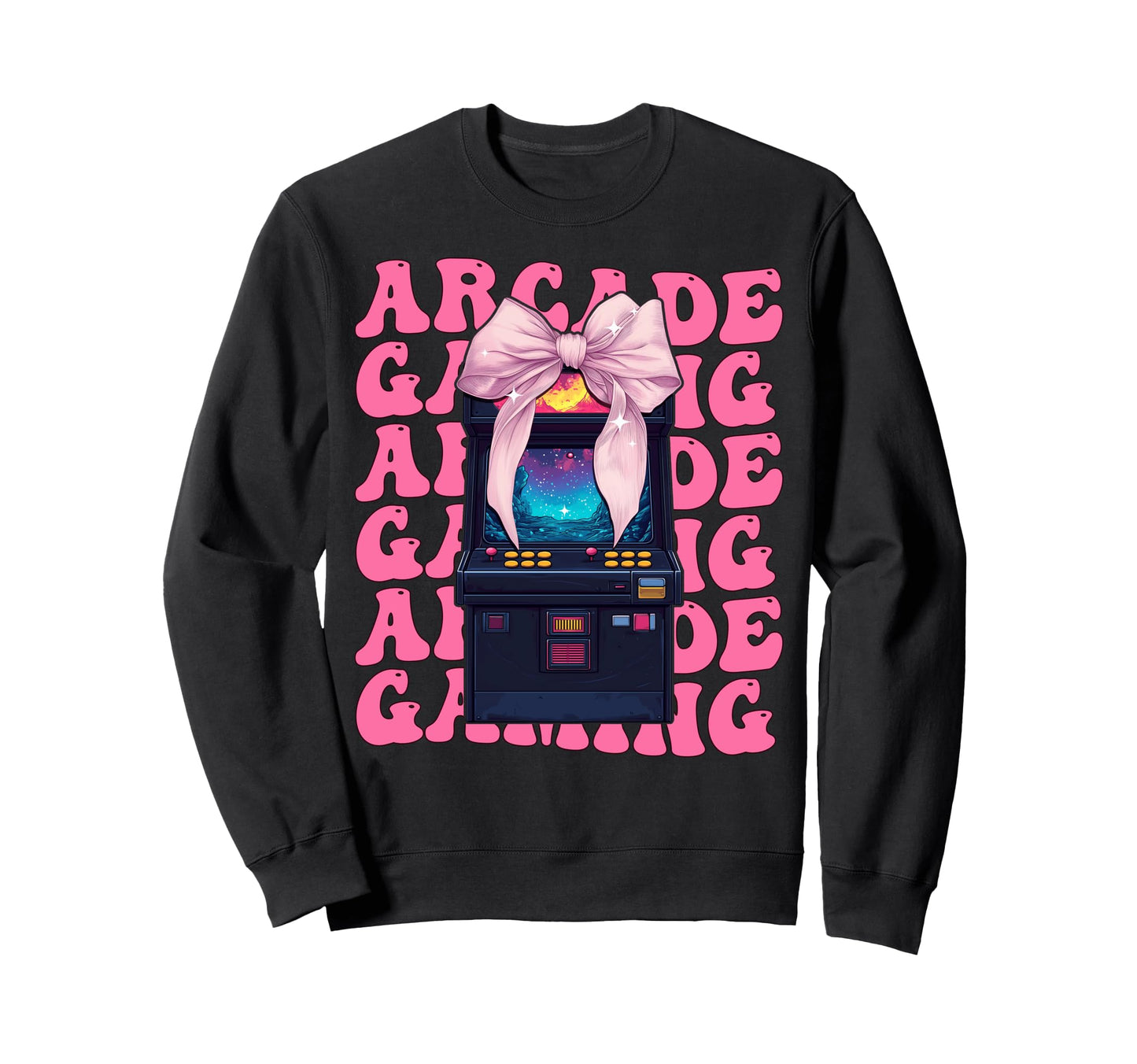 Coquette Bow Arcade Gaming Video Game Sweatshirt - Graphic Print Unisex - T-Shirt, Sweatshirt, Hoodie