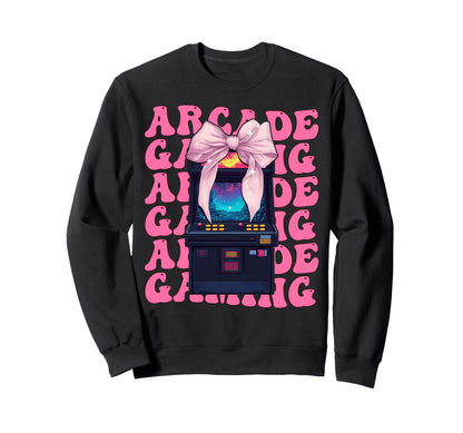 Coquette Bow Arcade Gaming Video Game Sweatshirt - Graphic Print Unisex - T-Shirt, Sweatshirt, Hoodie