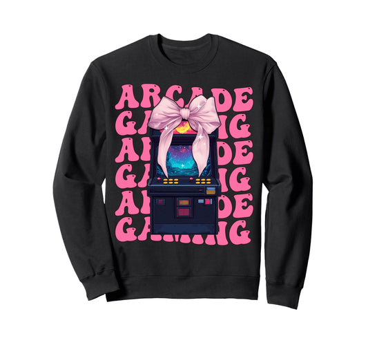 Coquette Bow Arcade Gaming Video Game Sweatshirt - Graphic Print Unisex - T-Shirt, Sweatshirt, Hoodie