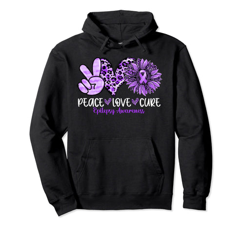 Peace Love Cure Sunflower Leopard Hoodie - Unique Graphic Men Women - T-Shirt, Sweatshirt, Hoodie