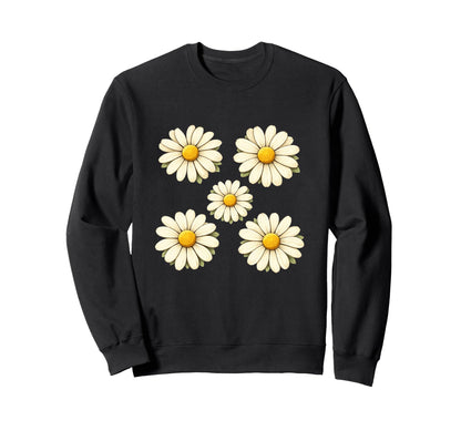 70S Floral Indie Aesthetic Minimal Daisy Sweatshirt - Graphic Print Unisex - T-Shirt, Sweatshirt, Hoodie