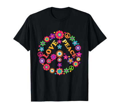 Peace Love Hippie Peace Sign Flower T-Shirt - Aesthetic Graphic for Adults - T-Shirt, Sweatshirt, Hoodie