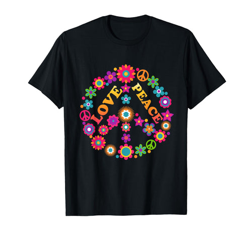 Peace Love Hippie Peace Sign Flower T-Shirt - Aesthetic Graphic for Adults - T-Shirt, Sweatshirt, Hoodie