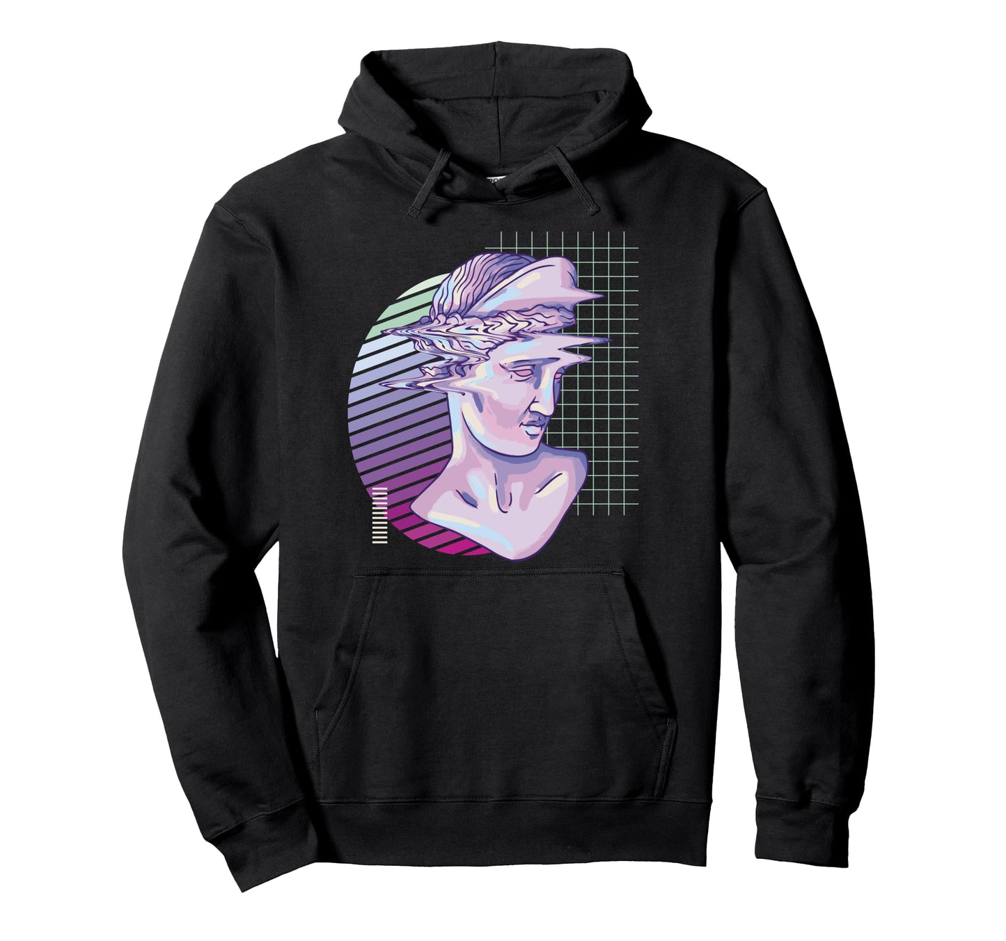 Vaporwave Retrowave Roman Glitch Bust Hoodie - Graphic Print Men Women - T-Shirt, Sweatshirt, Hoodie