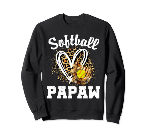 Softball Papaw Leopard Heart Grandpa Sweatshirt - Graphic Print for Adults - T-Shirt, Sweatshirt, Hoodie