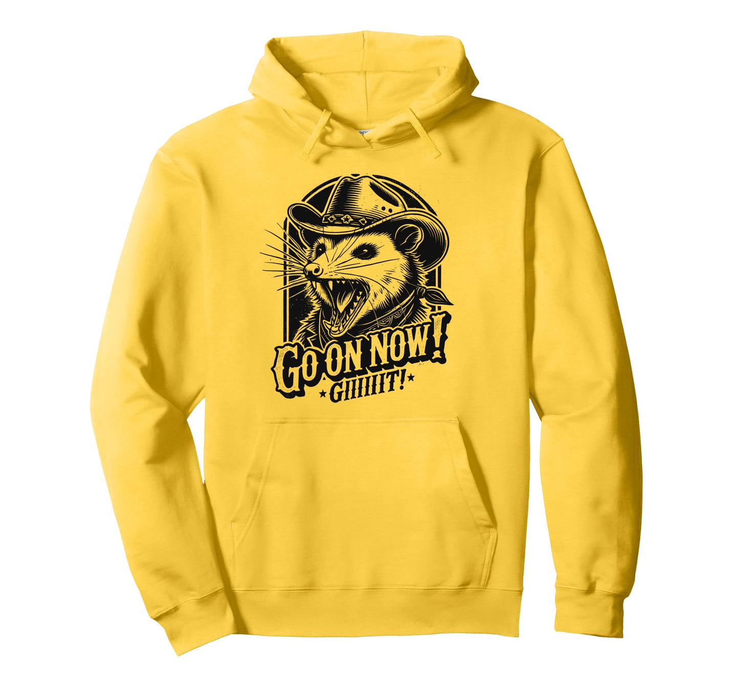 Cowboy Opossum Go Now Git Hoodie - Trendy Graphic Unisex - T-Shirt, Sweatshirt, Hoodie