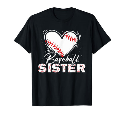 Baseball Sister Baseball Heart T-Shirt - Graphic Print for Adults - T-Shirt, Sweatshirt, Hoodie
