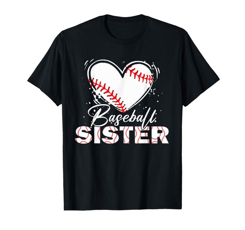 Baseball Sister Baseball Heart T-Shirt - Graphic Print for Adults - T-Shirt, Sweatshirt, Hoodie