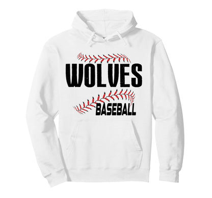 Wolves Baseball Mom Game Day School Hoodie - Minimalist Print for Adults - T-Shirt, Sweatshirt, Hoodie