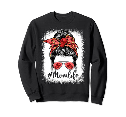 Boxing Mom Life Messy Bun Game Day Sweatshirt - Graphic Print Unisex - T-Shirt, Sweatshirt, Hoodie