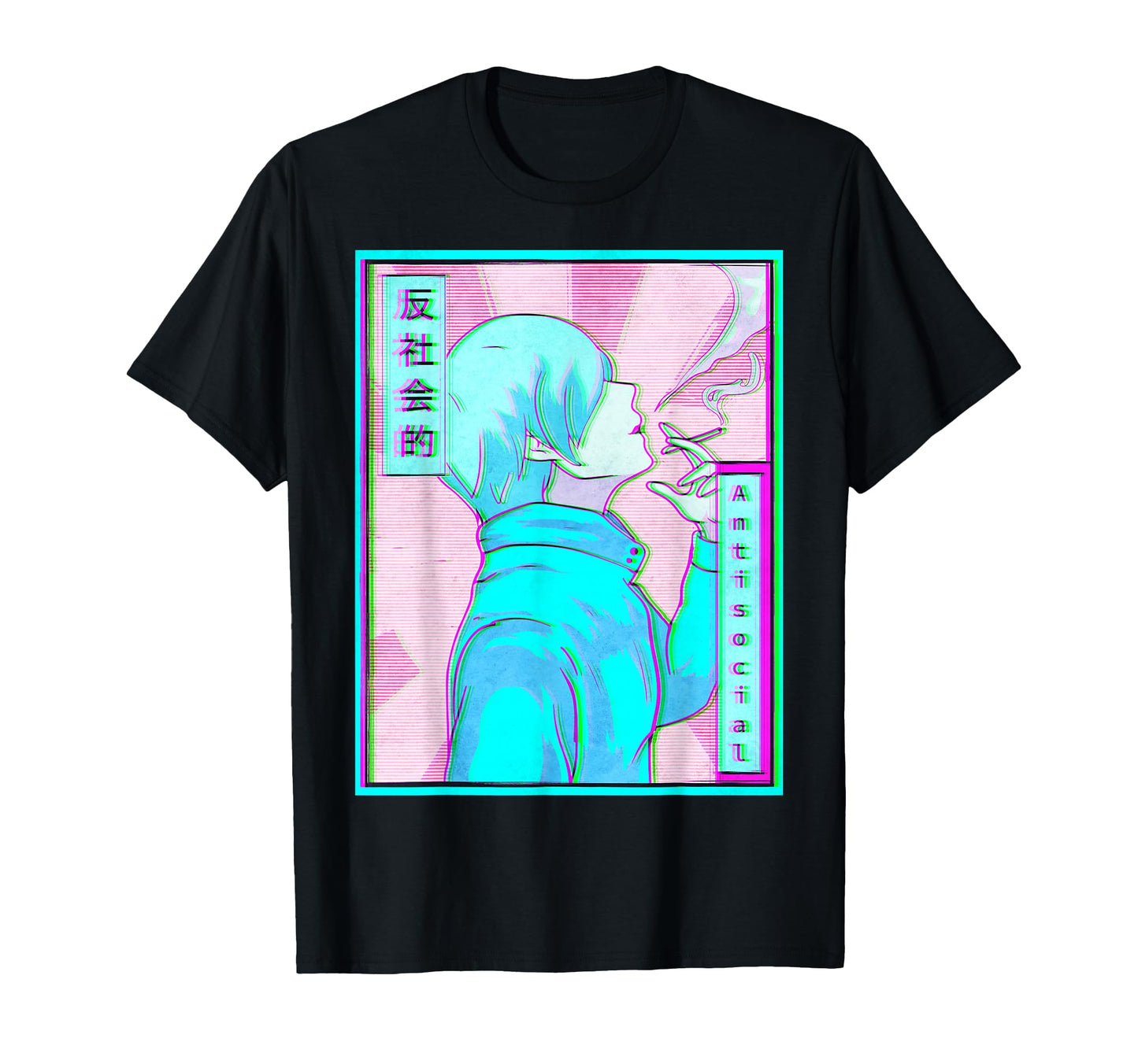 Antisocial Emo Anime Vaporwave Aesthetic T-Shirt - Streetwear Style Unisex - T-Shirt, Sweatshirt, Hoodie