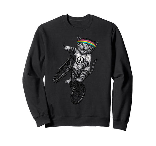 Cat Bike Kitten Wheelie Trick Sweatshirt - Casual Everyday Wear Men Women - T-Shirt, Sweatshirt, Hoodie
