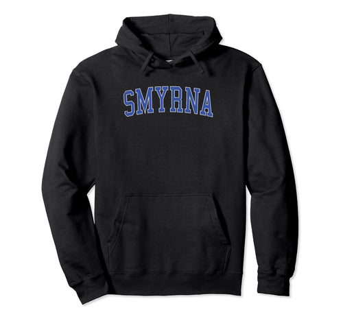 Smyrna De Distressed Blue Varsity Hoodie - Unique Graphic for Adults - T-Shirt, Sweatshirt, Hoodie