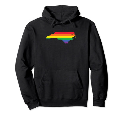 North Carolina Lgbtq Rainbow Flag Gay Hoodie - Aesthetic Graphic Unisex - T-Shirt, Sweatshirt, Hoodie