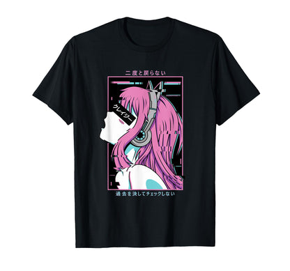 Glitch Anime Vaporwave Aesthetic Japanese T-Shirt - Minimalist Print Unisex - T-Shirt, Sweatshirt, Hoodie