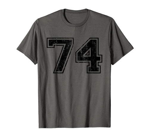 Number 74 Varsity Distressed Sport Team T-Shirt - Graphic Print for Adults - T-Shirt, Sweatshirt, Hoodie