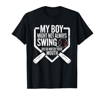 Funny Baseball Parent Swing Joke T-Shirt - Trendy Graphic for Adults - T-Shirt, Sweatshirt, Hoodie