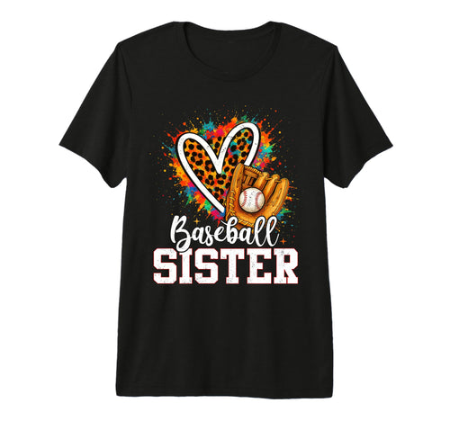 Baseball Sister Leopard Heart T-Shirt - Fun Novelty Design Men Women - T-Shirt, Sweatshirt, Hoodie