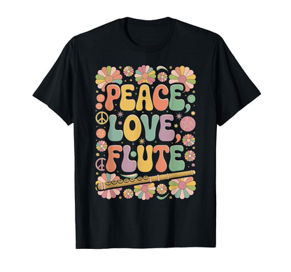 60S 70S Hippie Flautist Flutist Peace T-Shirt - Custom Art Print Unisex - T-Shirt, Sweatshirt, Hoodie