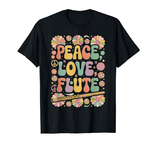 60S 70S Hippie Flautist Flutist Peace T-Shirt - Custom Art Print Unisex - T-Shirt, Sweatshirt, Hoodie