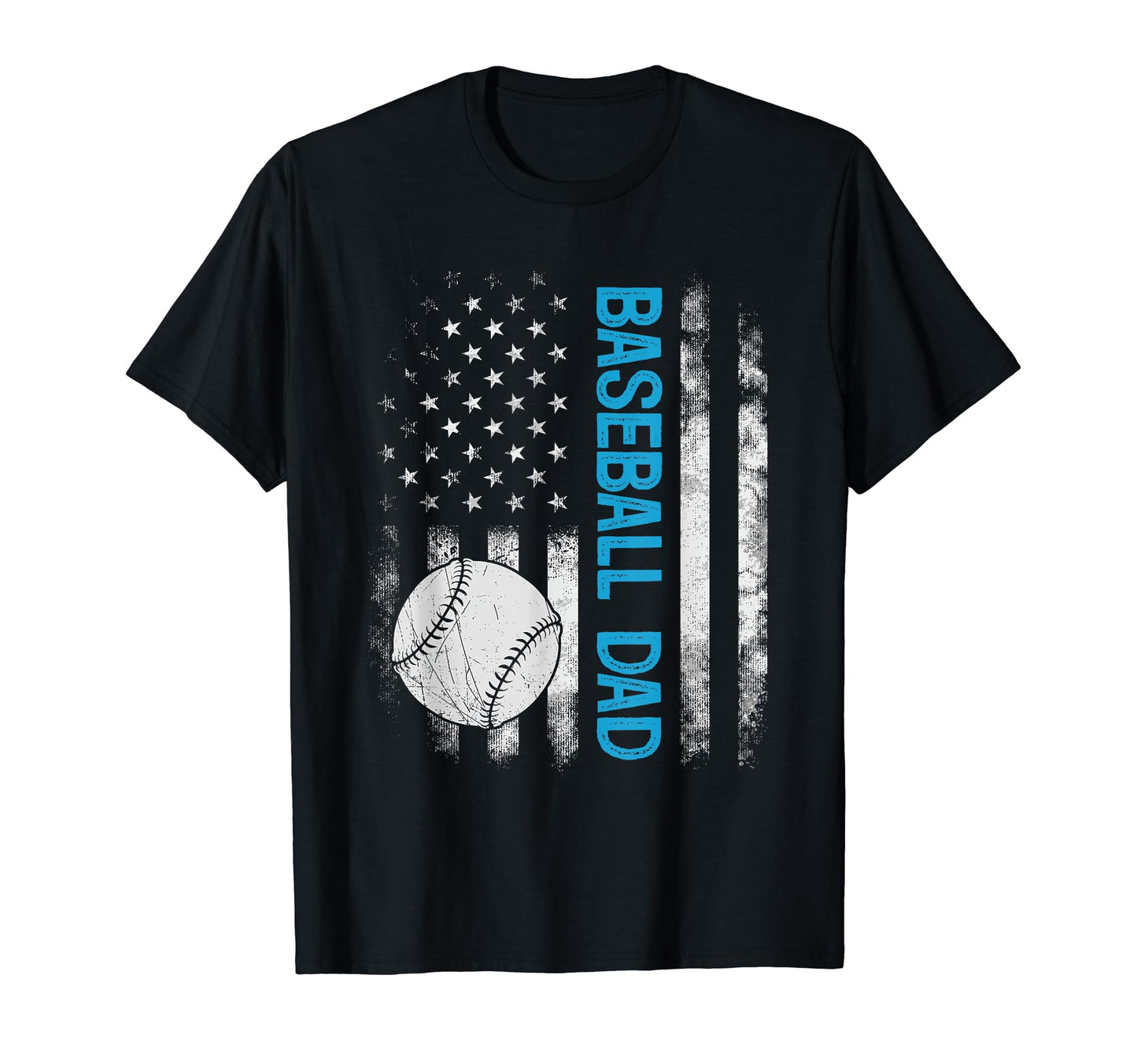 Baseball Dad American Flag Fathers T-Shirt - Casual Everyday Wear Unisex - T-Shirt, Sweatshirt, Hoodie