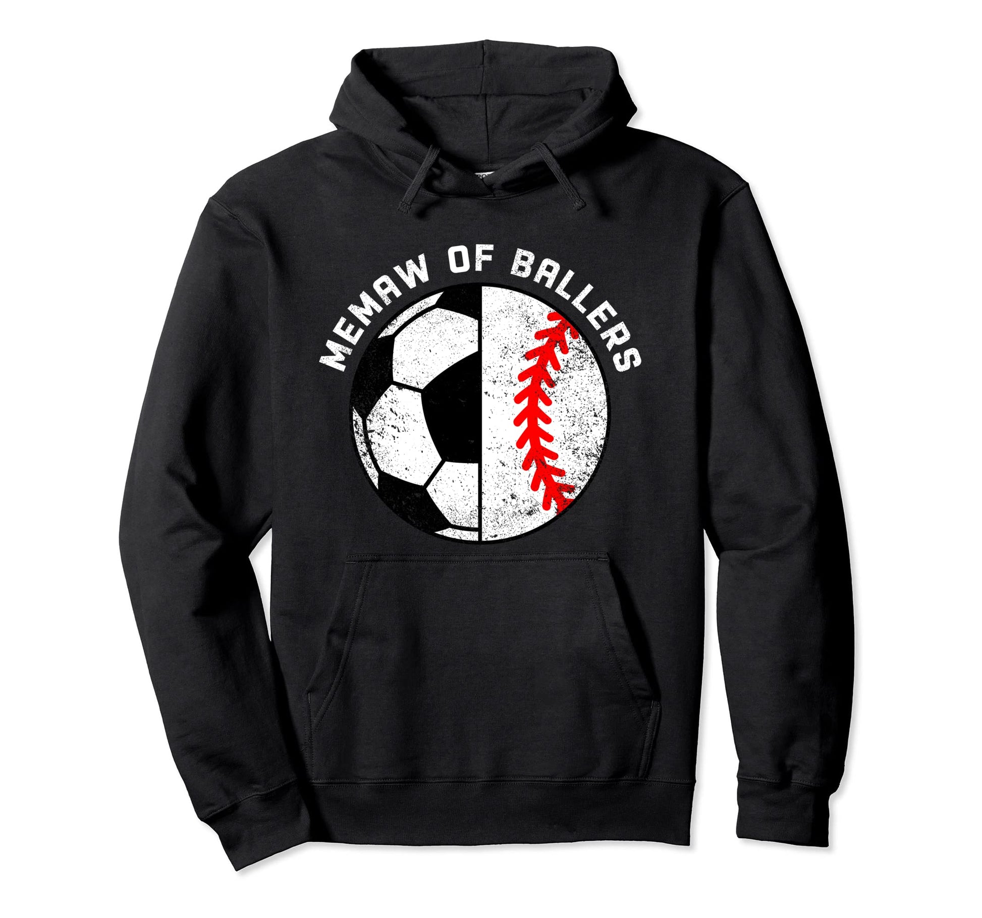 Memaw Ballers Funny Soccer Baseball Hoodie - Aesthetic Graphic Men Women - T-Shirt, Sweatshirt, Hoodie