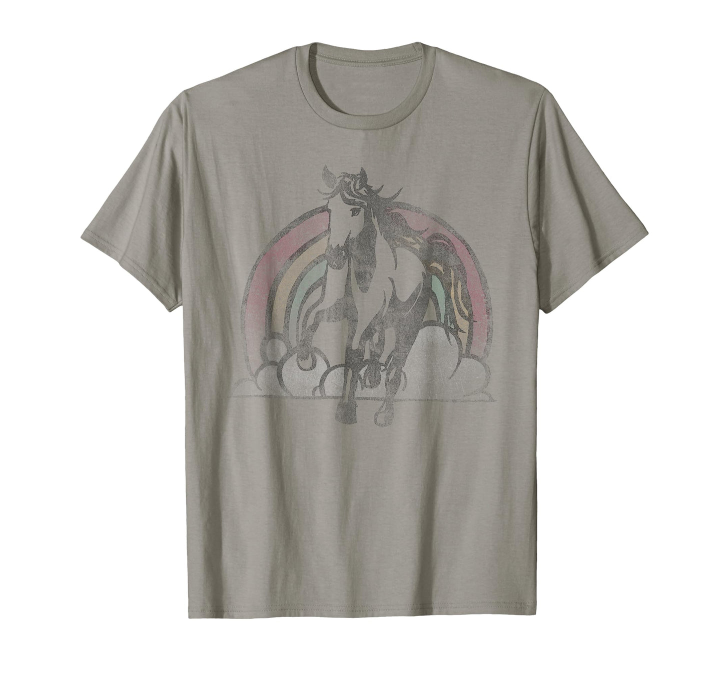 Rainbow Horse Faded T-Shirt - Minimalist Print for Adults - T-Shirt, Sweatshirt, Hoodie