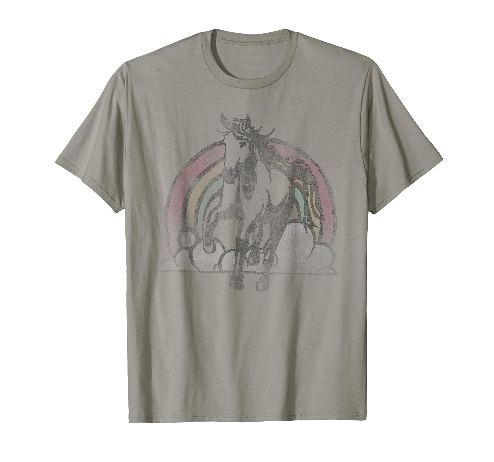 Rainbow Horse Faded T-Shirt - Minimalist Print for Adults - T-Shirt, Sweatshirt, Hoodie