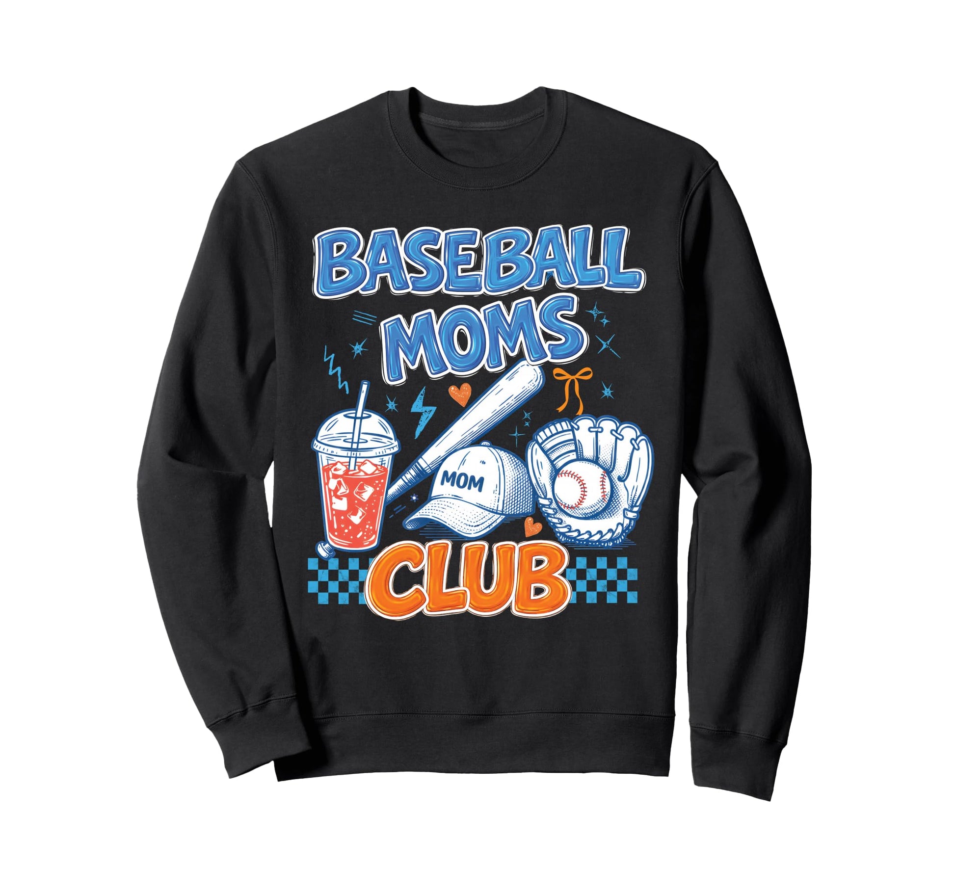 Baseball Moms Club Iced Coffee Glove Sweatshirt - Custom Art Print Unisex - T-Shirt, Sweatshirt, Hoodie