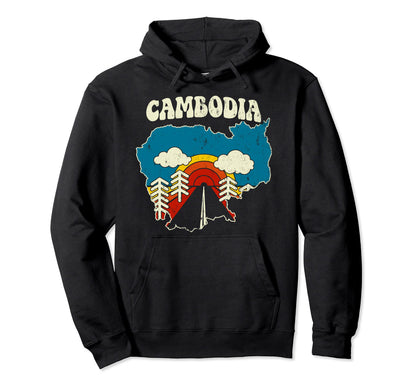 Cambodia Cambodian Country Rainbow 70S Hoodie - Aesthetic Graphic Unisex - T-Shirt, Sweatshirt, Hoodie