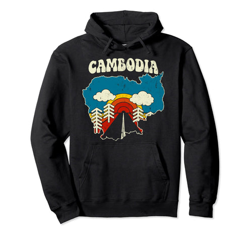 Cambodia Cambodian Country Rainbow 70S Hoodie - Aesthetic Graphic Unisex - T-Shirt, Sweatshirt, Hoodie