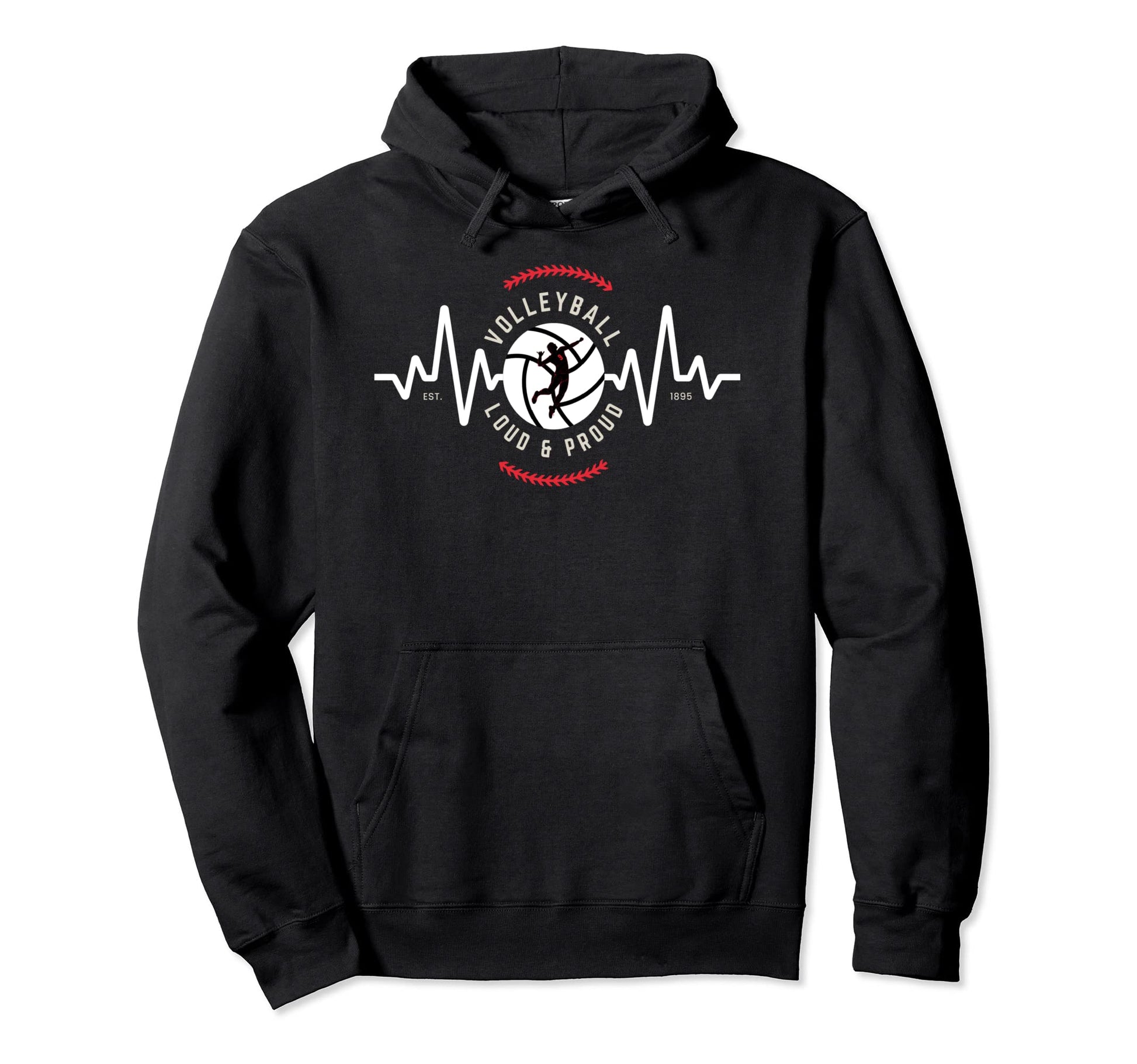 Loud And Proud Volleyball Heartbeat Hoodie - Fun Novelty Design for Adults - T-Shirt, Sweatshirt, Hoodie