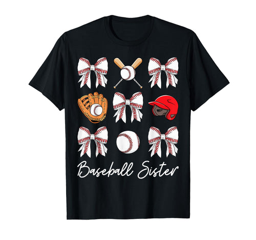 Baseball Sister Coquette Bow T-Shirt - Casual Everyday Wear for Adults - T-Shirt, Sweatshirt, Hoodie