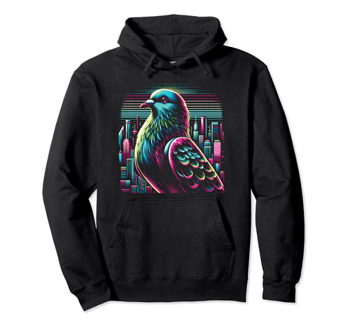 Pigeon City Vaporwave Vivid 80S 90S Era Hoodie - Unique Graphic Unisex - T-Shirt, Sweatshirt, Hoodie