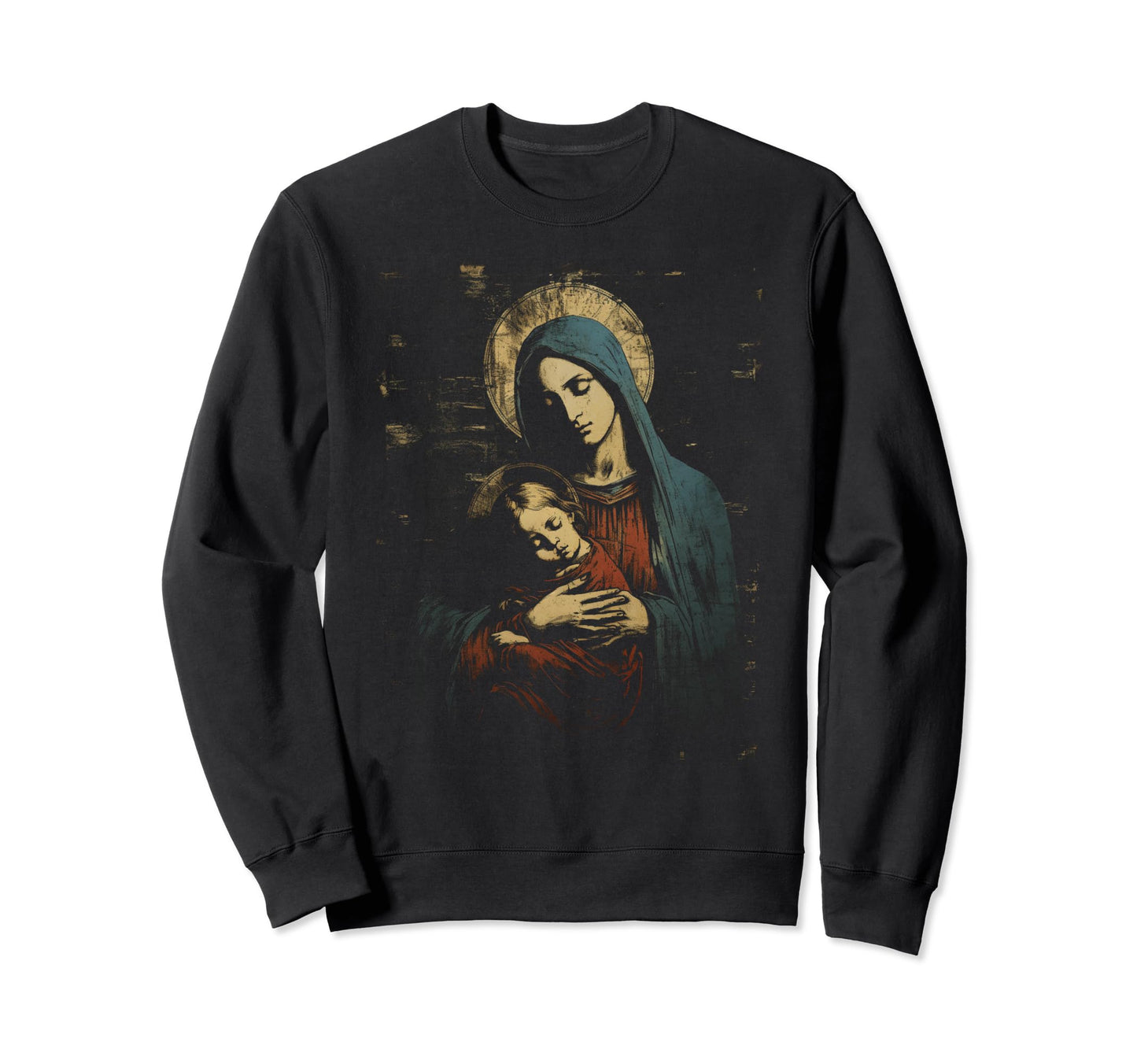 Mary Jesus Distressed 90S Goth Grunge Sweatshirt - Trendy Graphic Unisex - T-Shirt, Sweatshirt, Hoodie