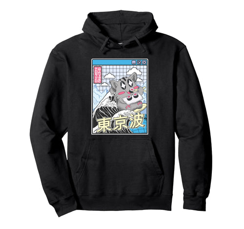 Cat Eating Sushi Surfing Kanagawa Wave Hoodie - Streetwear Style Men Women - T-Shirt, Sweatshirt, Hoodie