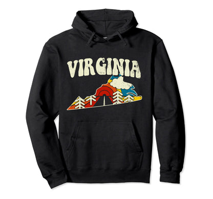 Virginia State Rainbow Hippie 70S Map Hoodie - Aesthetic Graphic Men Women - T-Shirt, Sweatshirt, Hoodie