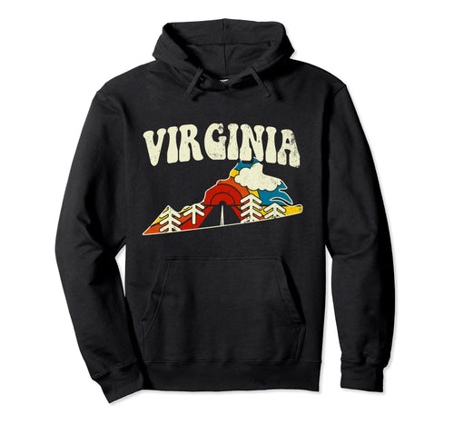 Virginia State Rainbow Hippie 70S Map Hoodie - Aesthetic Graphic Men Women - T-Shirt, Sweatshirt, Hoodie
