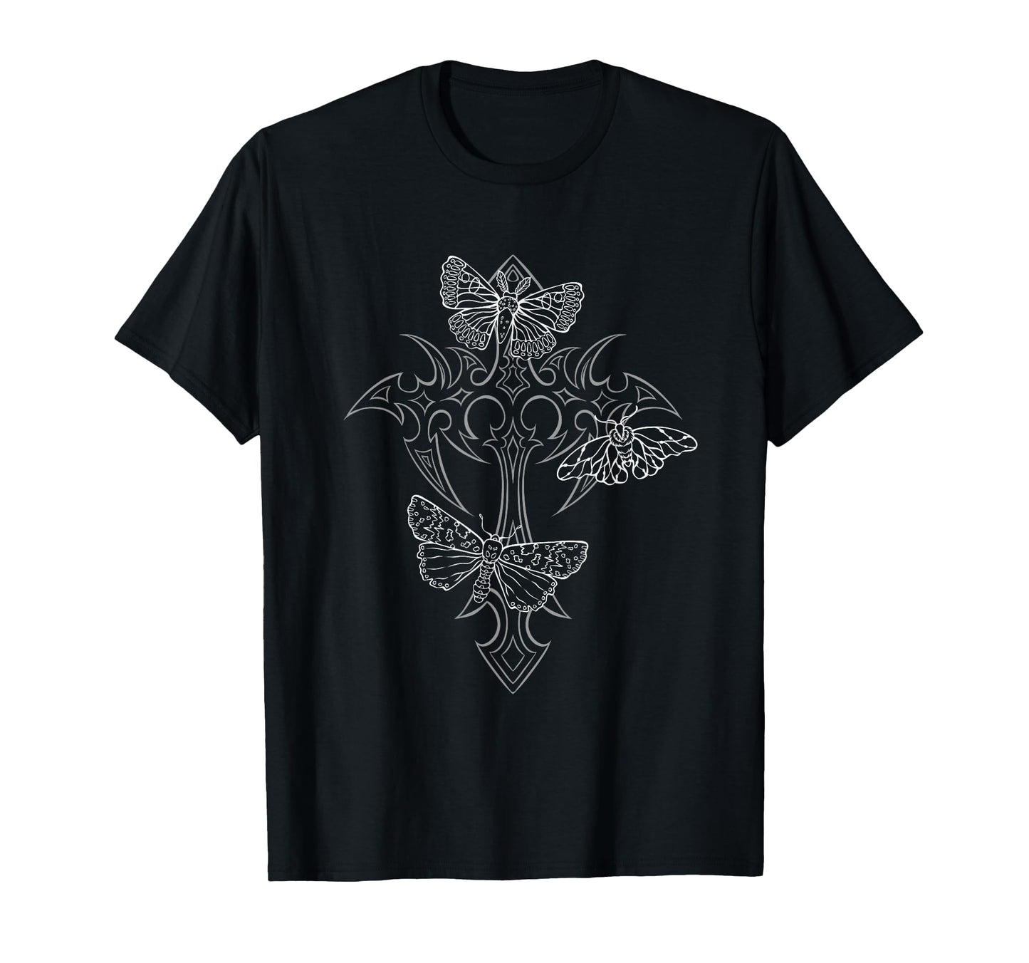 Gothic Cross Moth Grunge Aesthetic T-Shirt - Custom Art Print for Adults - T-Shirt, Sweatshirt, Hoodie