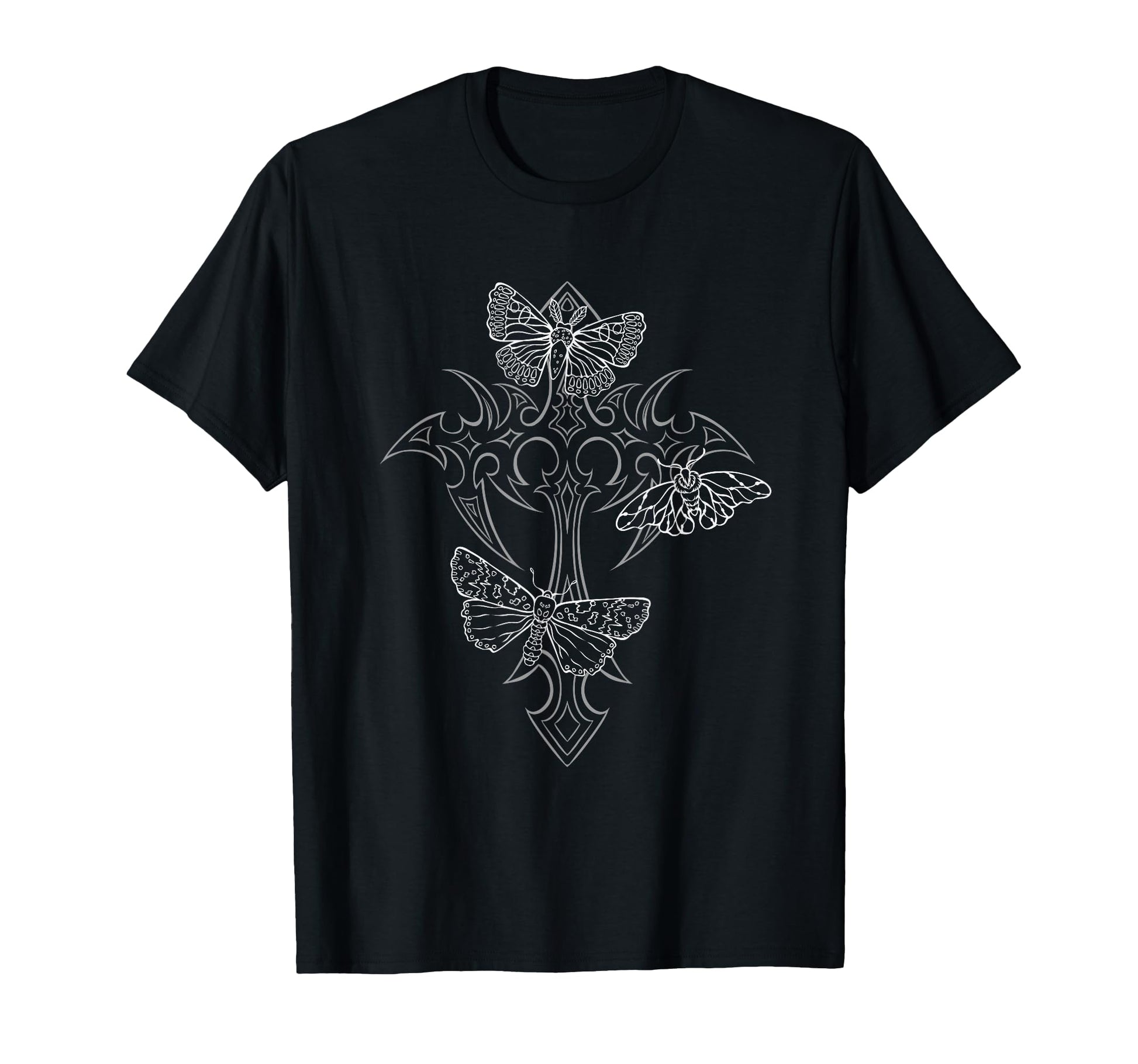Gothic Cross Moth Grunge Aesthetic T-Shirt - Custom Art Print for Adults - T-Shirt, Sweatshirt, Hoodie
