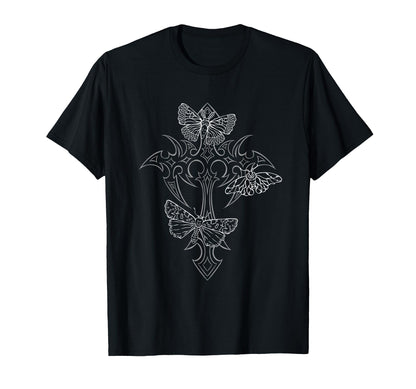 Gothic Cross Moth Grunge Aesthetic T-Shirt - Custom Art Print for Adults - T-Shirt, Sweatshirt, Hoodie