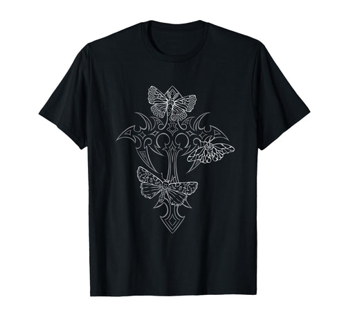 Gothic Cross Moth Grunge Aesthetic T-Shirt - Custom Art Print for Adults - T-Shirt, Sweatshirt, Hoodie