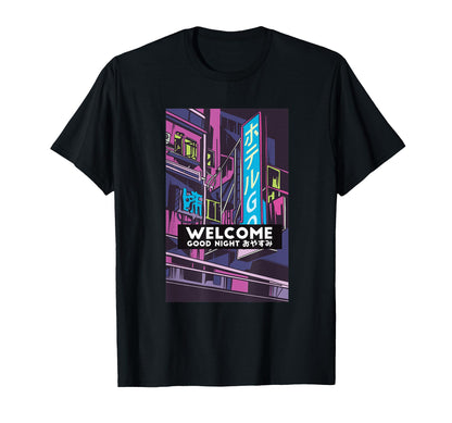 Welcome Japanese Hotel Vaporwave 80S T-Shirt - Unique Graphic for Adults - T-Shirt, Sweatshirt, Hoodie