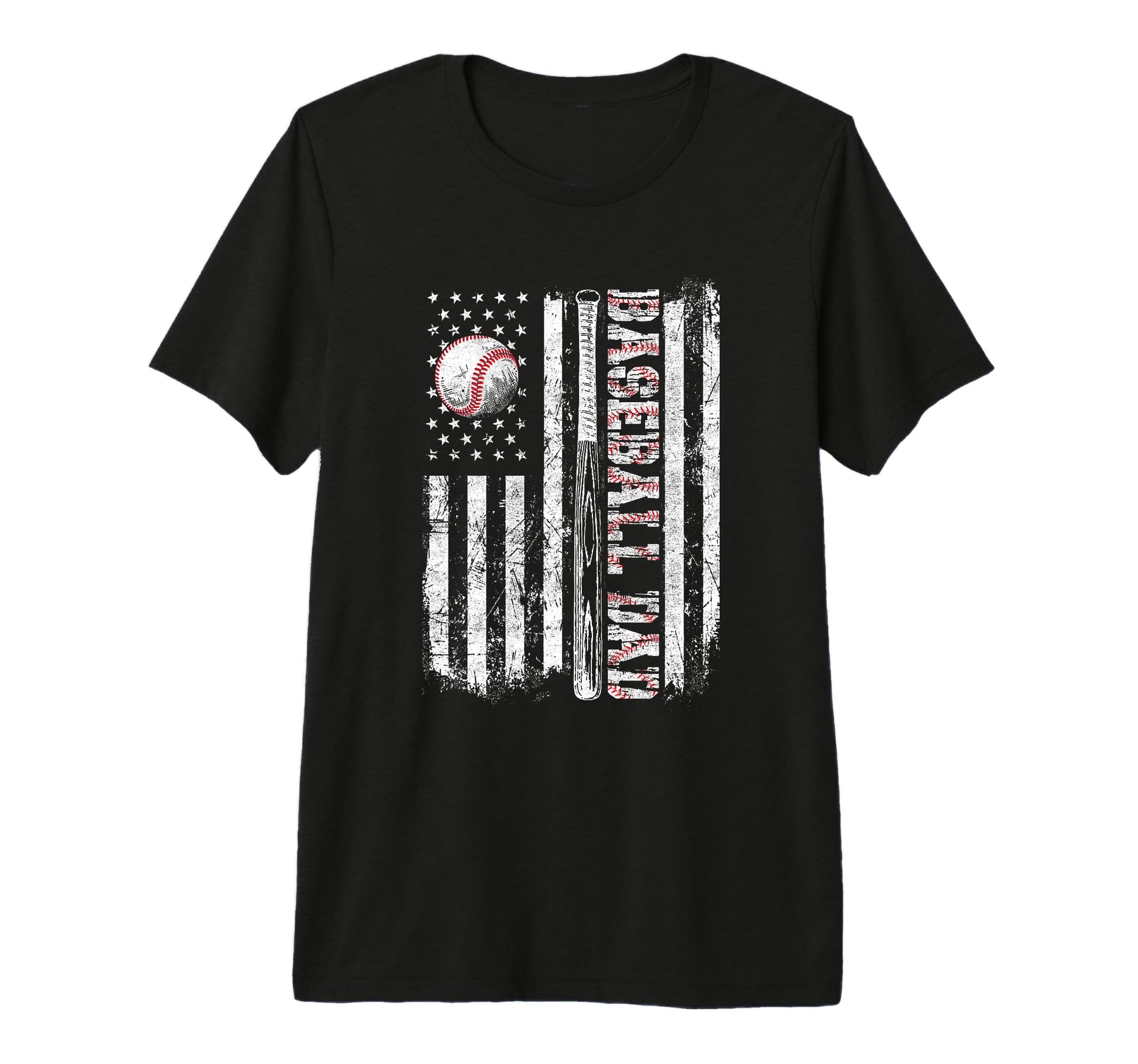 Baseball Dad American Flag Patriotic T-Shirt - Novelty Apparel Men Women - T-Shirt, Sweatshirt, Hoodie