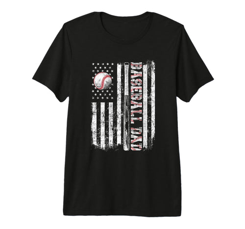 Baseball Dad American Flag Patriotic T-Shirt - Novelty Apparel Men Women - T-Shirt, Sweatshirt, Hoodie