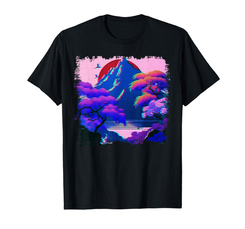Japanese Garden Digital Woodblock T-Shirt - Casual Everyday Wear Men Women - T-Shirt, Sweatshirt, Hoodie