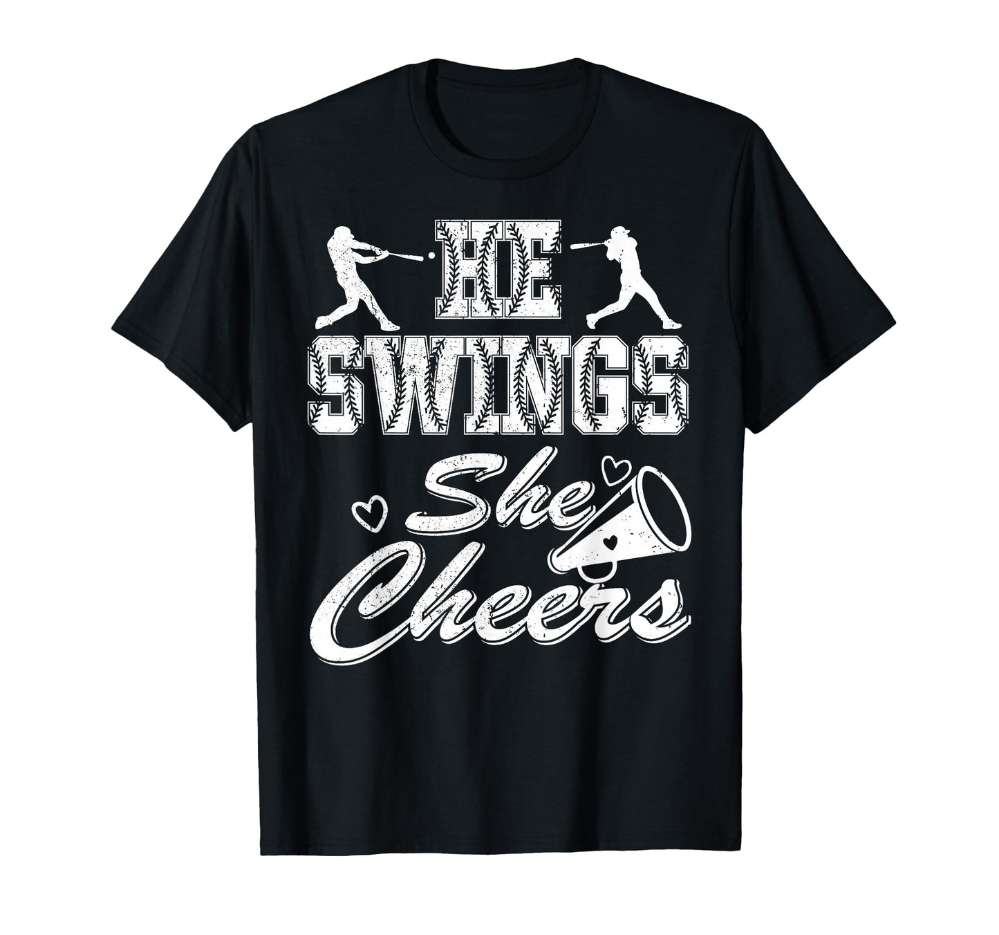 Baseball Mom He Swings She Cheers T-Shirt - Custom Art Print Men Women - T-Shirt, Sweatshirt, Hoodie