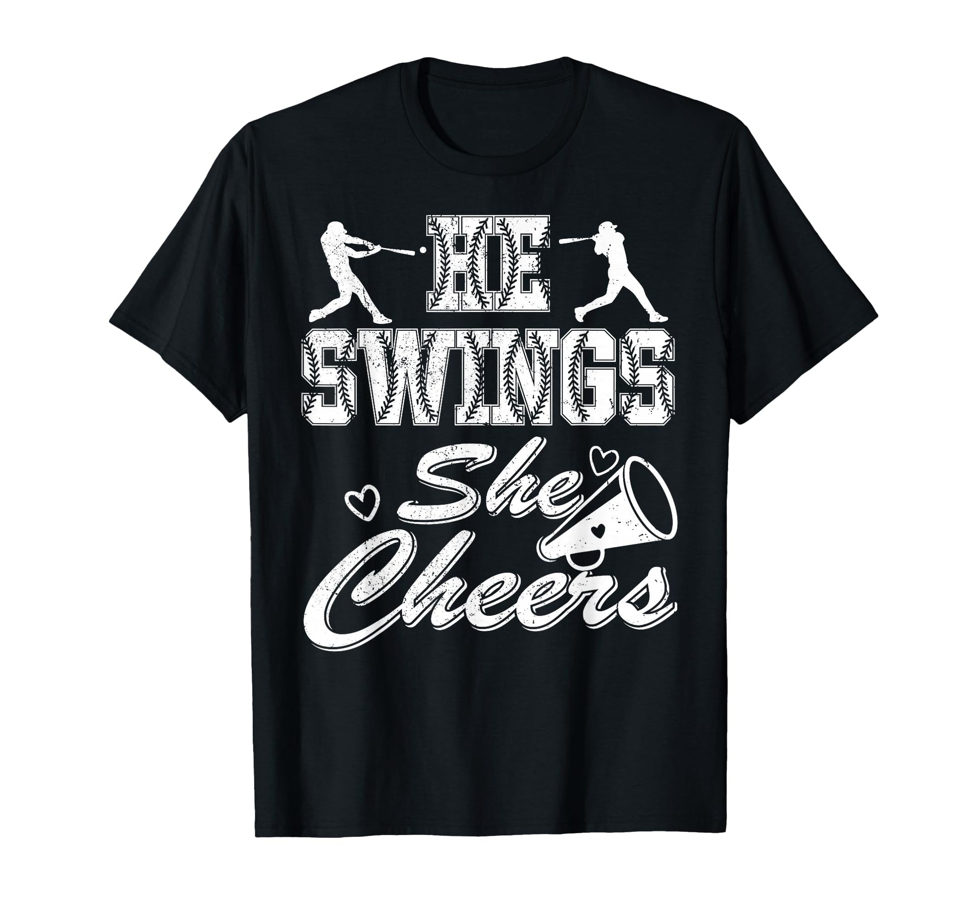 Baseball Mom He Swings She Cheers T-Shirt - Custom Art Print Men Women - T-Shirt, Sweatshirt, Hoodie