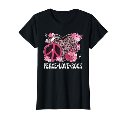 Peace Love Rock And Roll Leopard Rock Outfit T-Shirt - Graphic Print Unisex - T-Shirt, Sweatshirt, Hoodie