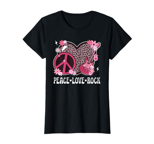 Peace Love Rock And Roll Leopard Rock Outfit T-Shirt - Graphic Print Unisex - T-Shirt, Sweatshirt, Hoodie